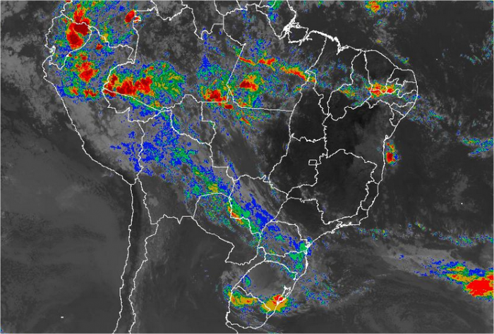 Imagem de satélite de todo o Brasil nesta segunda-feira (13) - Fonte: Inmet