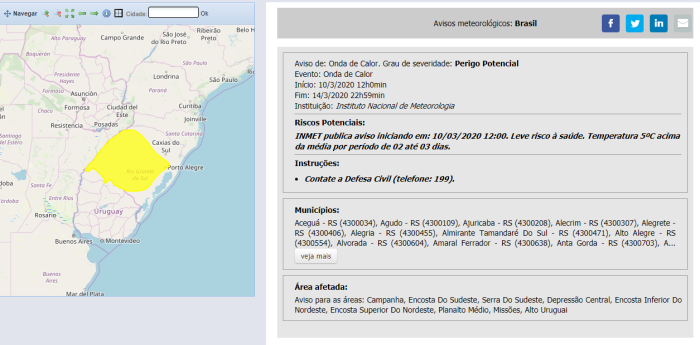alerta de calor no rs