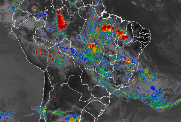Imagem de satélite nesta terça-feira (22) em todo o Brasil - Fonte: Inmet