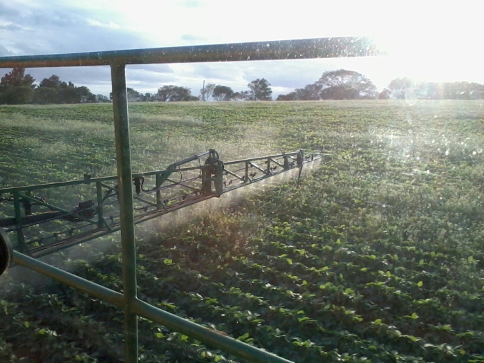 Imagem do dia - Aplicação de fungicida na lavoura de soja em Rio Pardo (RS), do produtor Luís Felipe