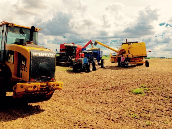 Imagem do dia - Final de colheita de soja em Boa Esperança (PR), da família Gaspareli. Foto enviada por Luiz Paulo Guimarães