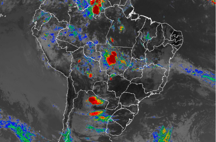 Imagem de satélite de todo o Brasil nesta segunda-feira (22) - Fonte: Inmet