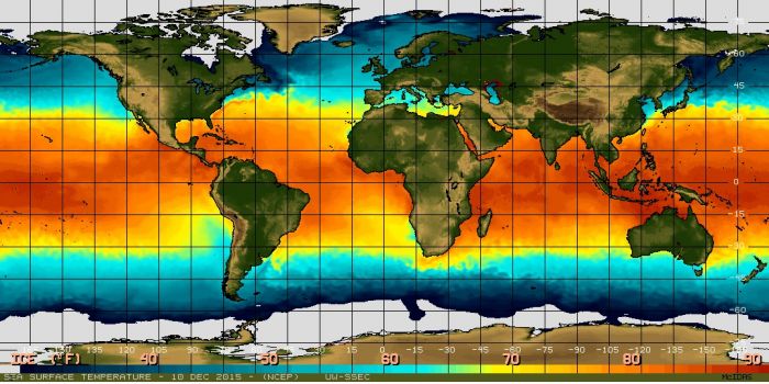 Intensidade do El Niño em 10 de Dezembro - Fonte: NOAA