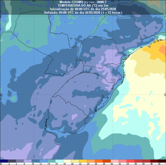 Temperaturas Sul do Brasil - Inmet - 2505
